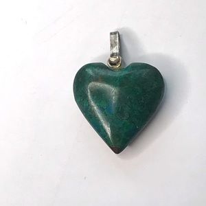 Stone puffy heart pendant with sterling jade?
